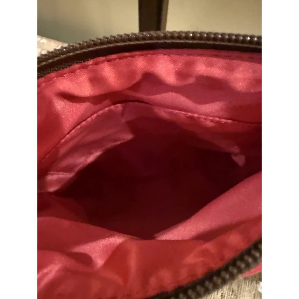 Y2K Coach Logo Signature‎ Coated Canvas Pink Trim Crossbody Swing Bag Pink Lined